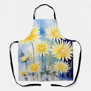 Abstract Chrysanthemum In Yellow Watercolor Apron