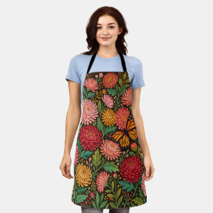 Abstract Chrysanthemum Monarch Butterfly Apron
