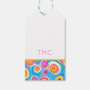 Abstract Circle Art INITIALS Colourful Fun Gift Tags