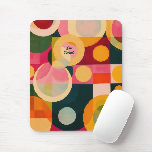 Abstract Circle Design Mouse Pad (With Mouse)