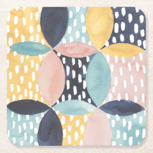 Abstract Circle Pattern Square Paper Coaster