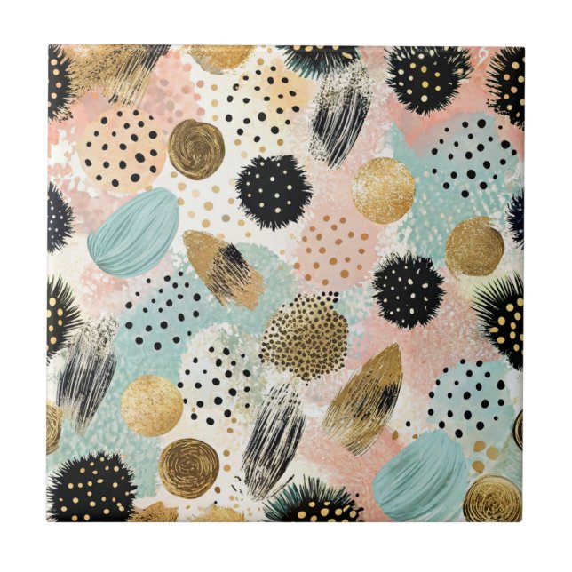 Abstract Circle Pattern -with Glitter & Speckles 2 Ceramic Tile (Front)