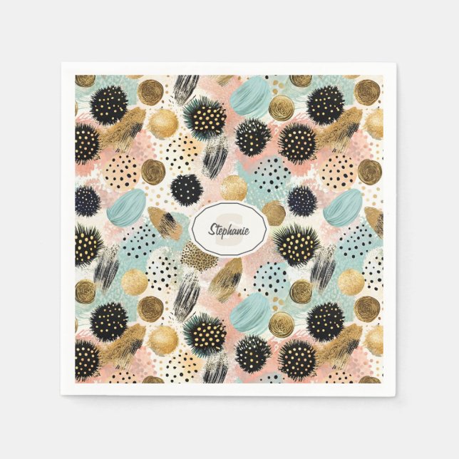 Abstract Circle Pattern -with Glitter & Speckles 2 Napkin (Front)