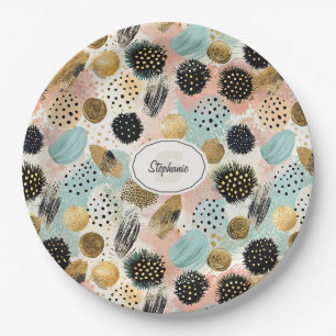Abstract Circle Pattern -with Glitter & Speckles 2 Paper Plate