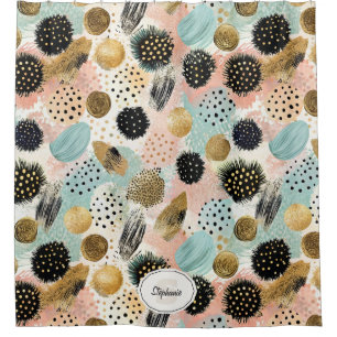 Abstract Circle Pattern -with Glitter & Speckles 2 Shower Curtain