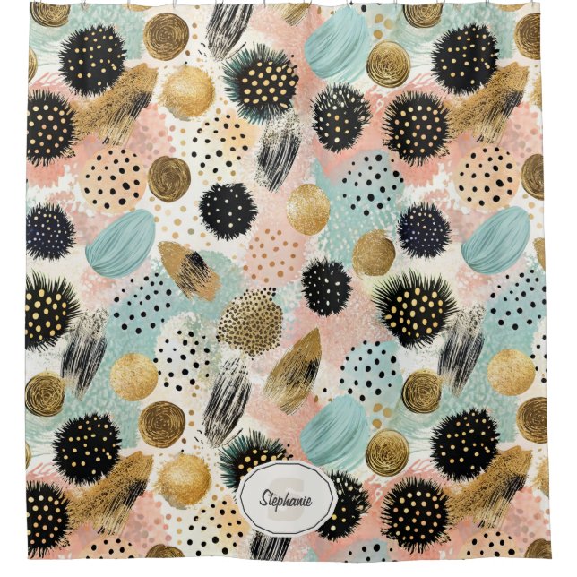 Abstract Circle Pattern -with Glitter & Speckles 2 Shower Curtain (Front)