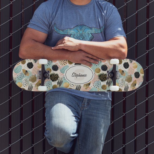 Abstract Circle Pattern -with Glitter & Speckles 2 Skateboard (Outdoor 3)