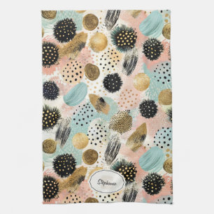 Abstract Circle Pattern -with Glitter & Speckles 2 Tea Towel