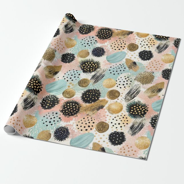 Abstract Circle Pattern -with Glitter & Speckles 2 Wrapping Paper (Unrolled)