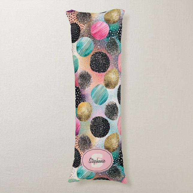 Abstract Circle Pattern -with Glitter & Speckles Body Cushion (Front Vertical)