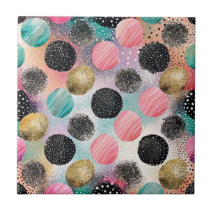 Abstract Circle Pattern -with Glitter & Speckles Ceramic Tile