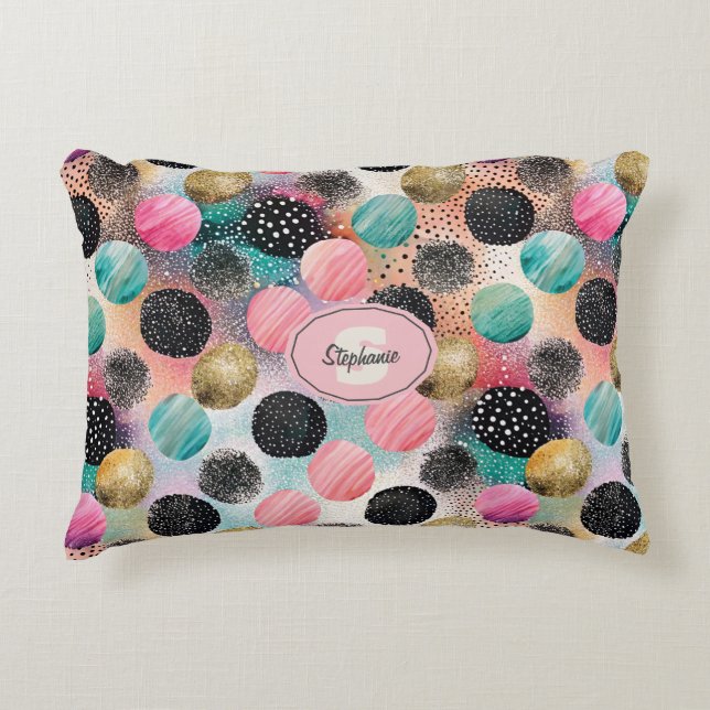 Abstract Circle Pattern -with Glitter & Speckles Decorative Cushion (Front)