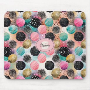 Abstract Circle Pattern -with Glitter & Speckles Mouse Pad