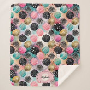 Abstract Circle Pattern -with Glitter & Speckles Sherpa Blanket