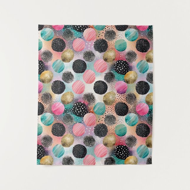 Abstract Circle Pattern -with Glitter & Speckles Tapestry (Front)