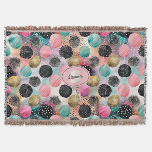 Abstract Circle Pattern -with Glitter & Speckles Throw Blanket