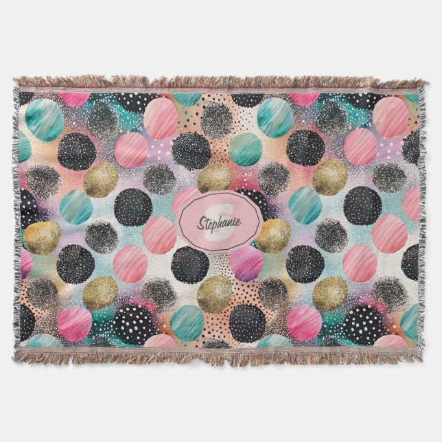 Abstract Circle Pattern -with Glitter & Speckles Throw Blanket (Front)