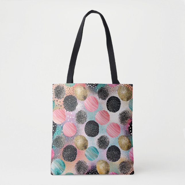 Abstract Circle Pattern -with Glitter & Speckles Tote Bag (Front)