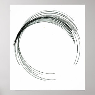 abstract circle round draw black white scrawl mode poster