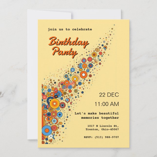 Abstract Circle-Themed Personalised Invitation (Front)