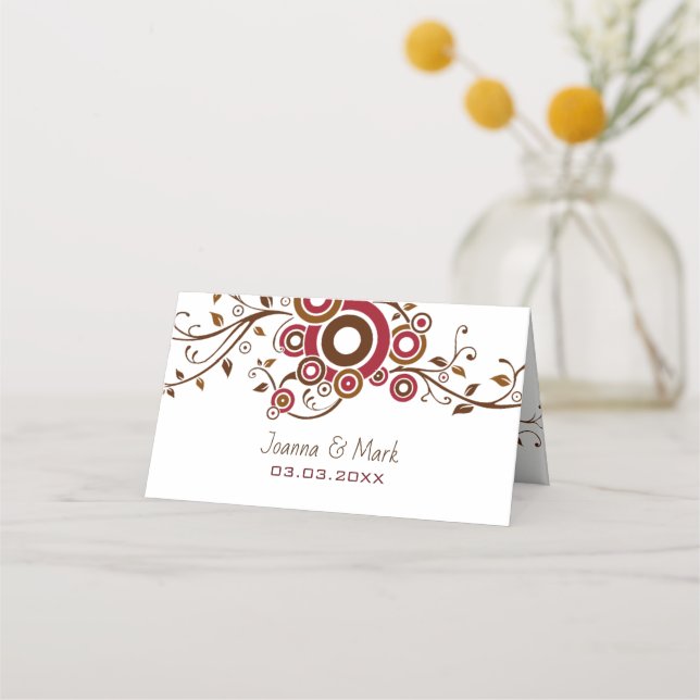 Abstract Circles And Twigs Place Card (Back)