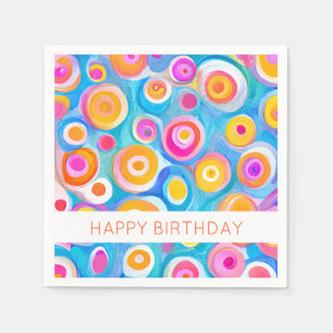 Abstract Circles Art HAPPY BIRTHDAY Colourful Fun Napkin