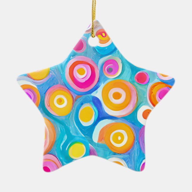 Abstract Circles Art Modern Colourful  Ceramic Ornament (Front)