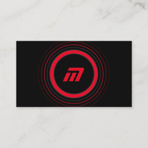 Abstract circles grey red shades elegant black business card