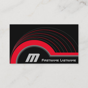 Abstract circles grey red shades elegant black business card