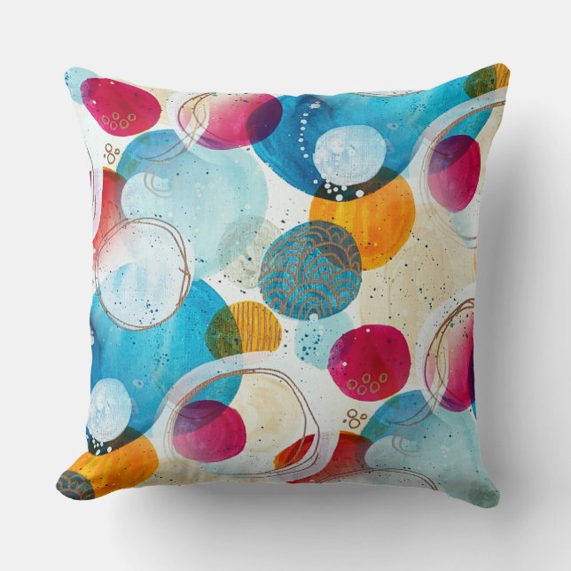 Abstract Circles Home Decor Gift Art Throw Pillow (Front)