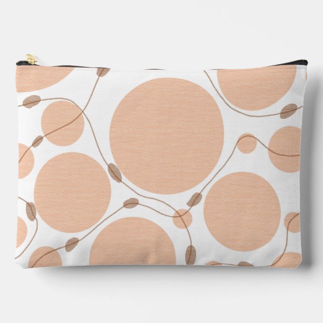 Abstract Circles in Peach and Tan Accessory Pouch (Front)