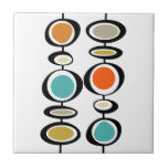 Abstract Circles Mid Century Modern Colourful Retr Ceramic Tile<br><div class="desc">This fabulous mid century modern decorative tile features two sets of abstract hanging circles in the colours of turquoise blue,  two shades of orange,  cream,  avocado green,  gold,  and black. This will make a colourful addition to your home decor!</div>