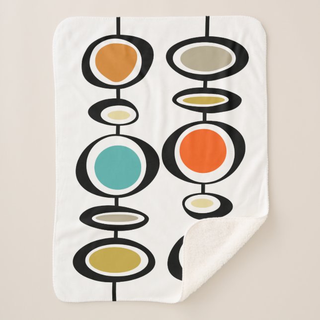 Abstract Circles Mid Century Modern Throwback Sherpa Blanket (Front)
