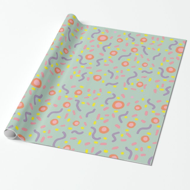 Abstract Circles Mint Mind Circles Dots  Wrapping Paper (Unrolled)