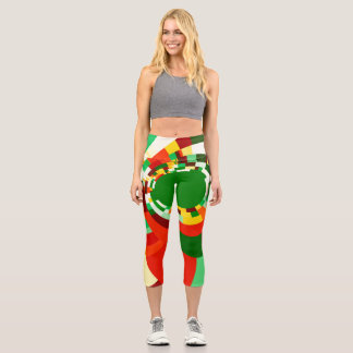 Abstract circles pattern capri leggings