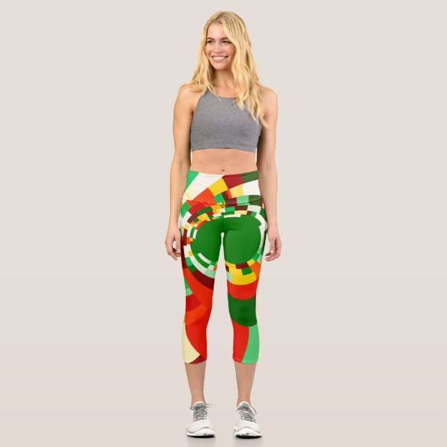 Abstract circles pattern capri leggings (Front)
