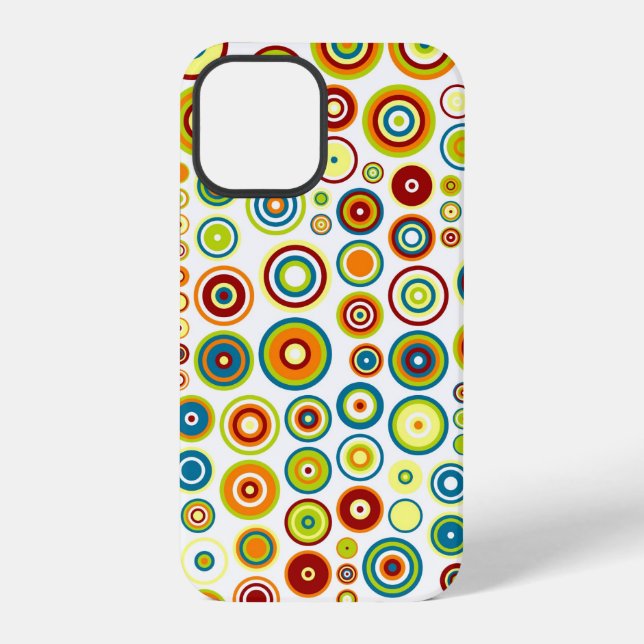 Abstract Circles Pattern | Orange Blue Lime Brown iPhone Case (Back)