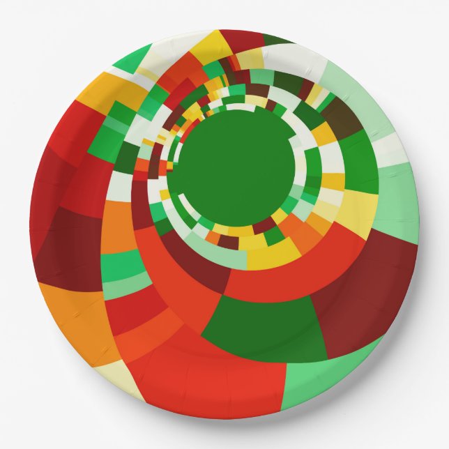 Abstract circles pattern paper plate (Front)