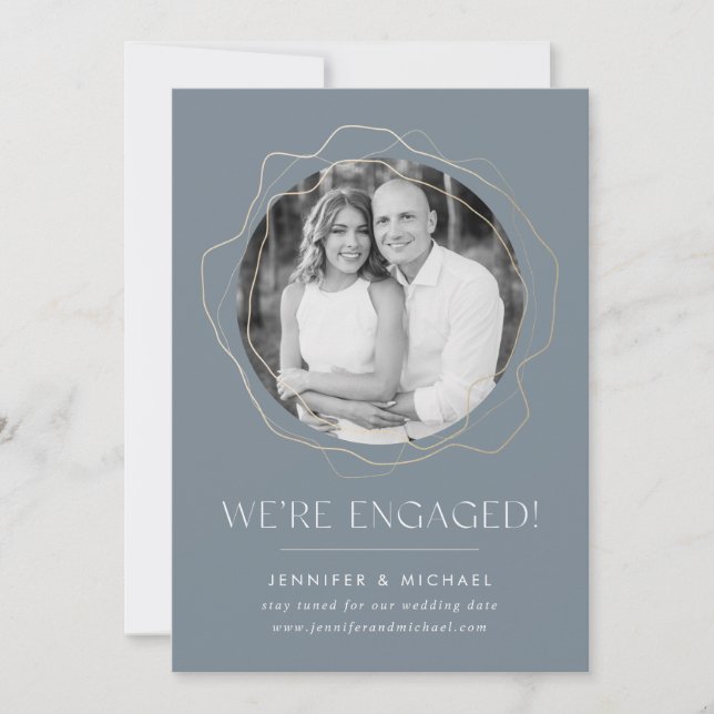 Abstract Circles Photo Engagement Announcement (Front)