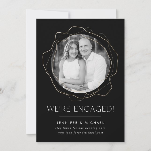Abstract Circles Photo Engagement Announcement (Front)