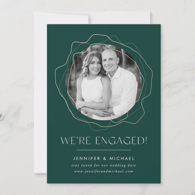 Abstract Circles Photo Engagement Announcement (Front)