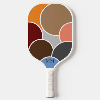 Abstract Circles Retro Colours with Initials Pickleball Paddle