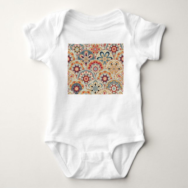 Abstract Circles: Trendy Coloured Wallpaper Baby Bodysuit (Front)