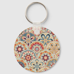 Abstract Circles: Trendy Coloured Wallpaper Key Ring
