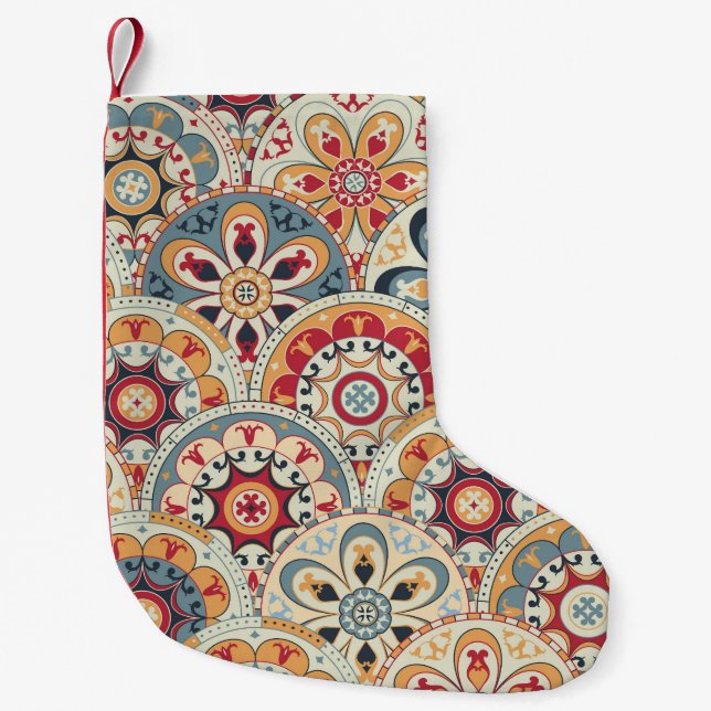 Abstract Circles: Trendy Coloured Wallpaper Small Christmas Stocking (Front)