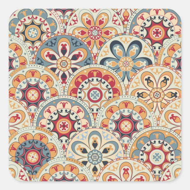 Abstract Circles: Trendy Coloured Wallpaper Square Sticker (Front)