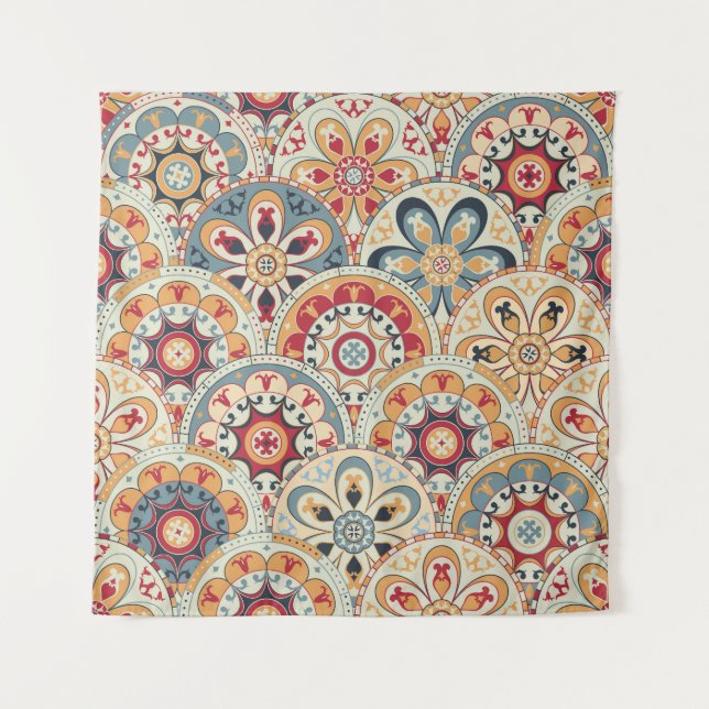 Abstract Circles: Trendy Coloured Wallpaper Tapestry (Front)