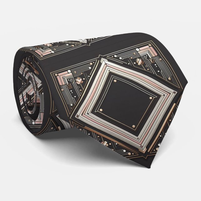 Abstract Circuit Board - Retro Art Deco Tie (Rolled)