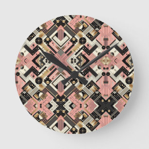 Abstract Circuit Board - Retro Mid Century Modern  Round Clock