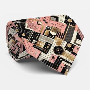 Abstract Circuit Board - Retro Mid Century Modern Tie